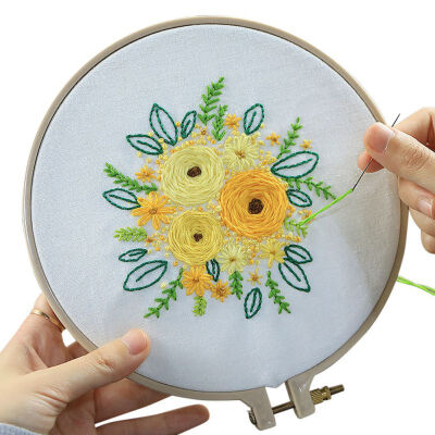 

Full Range of Embroidery with Tools Kit DIY Flower Regiment Handkerchief for Valentines Day Gift DIY Knitting Product