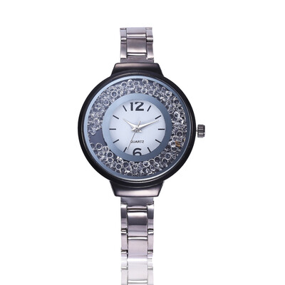 

New womens alloy steel belt watch quicksand ball stone