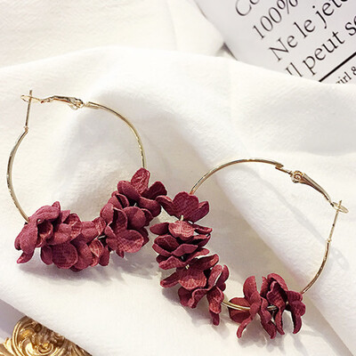 

Fashion Fabric Flower Drop Earrings For Women 2019 Statement Colorful Petal Circle Big Fancy Earring Jewelry