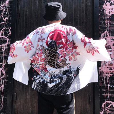 

Mens Loose Half Sleeve Tops Cardigan Kimono Printed Casual Summer Beach Outwear