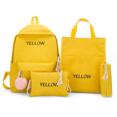 

4pcsset Canvas Backpack Shoulder Bags Totes Women Preppy School Pen Bags