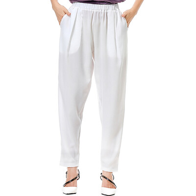 

Womens Mid Rise Pants Casual Wide Leg Loose Pocket Solid Straight Harem Trousers