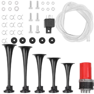 

Universal Car Air Compressor Super Loud Electroplate Trumpet Set For Trucks Automobile Horn
