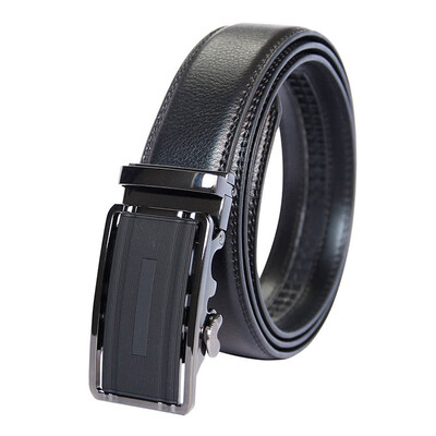 

BPSTAR Mens Automatic Buckle Genuine Leather Mens Ratchet Holeless Belt Business High Quality Mens Real Belt for Pants