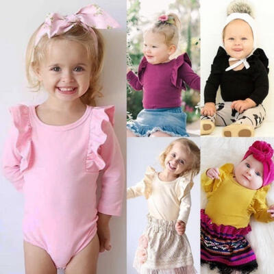 

Newborn Baby Girl Long Sleeve Ruffle Cotton Romper Jumpsuit Outfit Clothes 0-24M