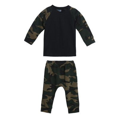 

Cute Camouflage Newborn Baby Boys Kids T-shirt TopLong Pants Outfit Clothe