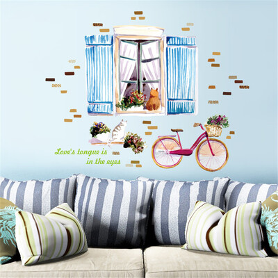 

〖Follure〗Cartoon Bicycle Removable Wall Decal Family Home Sticker Mural Art Home Decor