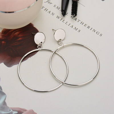 

New Fashion Big Circle Round Drop Earrings for Women Gold Silver Color Earring Party Jewelry Gift Statement Punk Mujer oorbellen