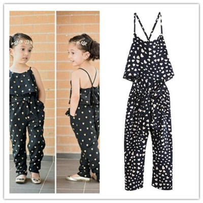 

Fashion Heart Flower Kids Girls Jumpsuits Bib Pants Suspender Trousers Overalls