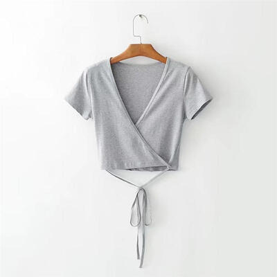 

New Women Summer Slim Casual Short Sleeve Shirt Crop Tops Blouse Ladies Top