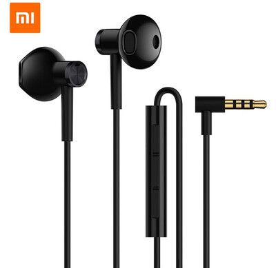 

Original Xiaomi Mi Dual Driver Earphone Half-In-Ear Dynamic piezoCeramic Hybrid DC MEM Mic Tenacity Wire Control L-Shape Plug