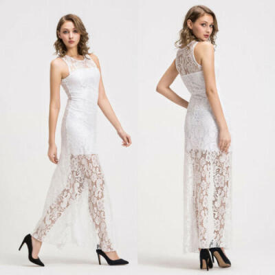 

Sexy Women See-through Mesh Midi Dress Sheer Maxi Dress Tulle Lace Long Skirt