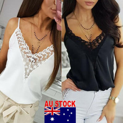 

AU Women Summer Sleeveless Casual Off Shoulder Ladies Tank Crop Tops Blouse Vest