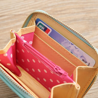 

Korean version of the simple bag ladies coin bag bow zipper purse short paragraph fresh purse mini card package Moss green