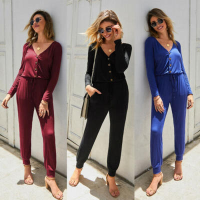 

Womens Casual Wide Leg Jumpsuit Ladies Evening Party Long Playsuit Size -XL