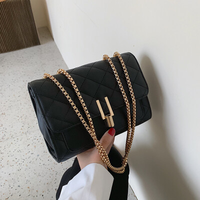 

Ins texture small square bag fashion womens bag 2019 new bag Lingge chain bag new shoulder Messenger bag tide