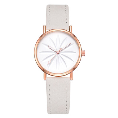 

Leisure Sun Flower Mirror Quartz Watch Fashion Print Fashion Belt Watch