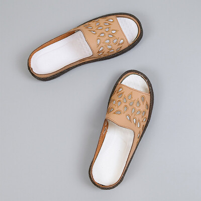 

Mothers sandals flat soles Roman shoes soft soles summer comfort Baotou semi-slippers hollow shoes for pregnant women