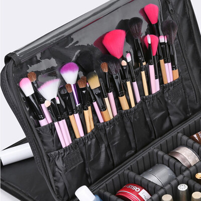 

Cosmetic Case Organizer Waterproof Large Capacity Makeup Storage Bags Travel Beauty Artist Brush Box with Shoulder Belt