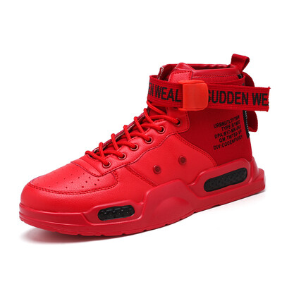 

Le Hao 2019 early autumn new white shoes canvas stitching breathable shoes high to help young casual sports tide mens shoes