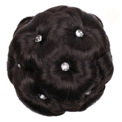 

〖Follure〗Female Wig Hair Ring Curly Bride Makeup Diamond Bun Flowers Chignon Hairpiece