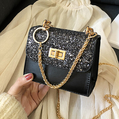 

On the new small bag women 2019 new fashion Joker net red small black bag texture slung Western style womens bags