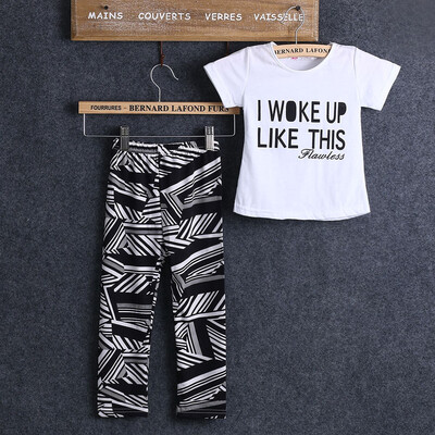 

Kids Baby Summer Clothes Girls Boy Cotton T-shirt Tops Zebra Pants Outfits Set