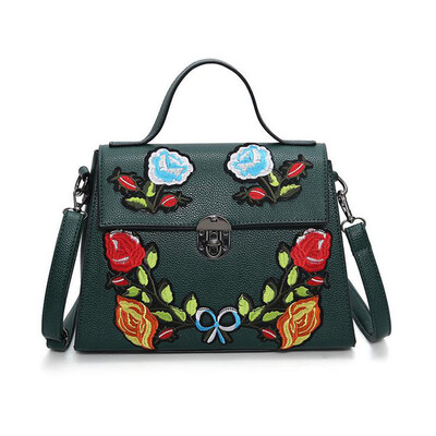 

Women Luxury Handbags Embroidery Flower Bags Designer Brand Famous PU Leather Handbag Tote Bag Crossbody Bags For Women Bolsos