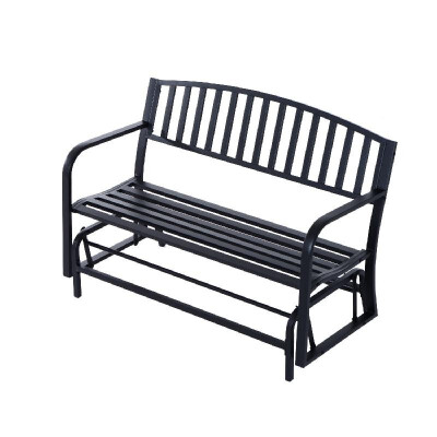 

50 Outdoor Steel Patio Swing Glider Bench - Black