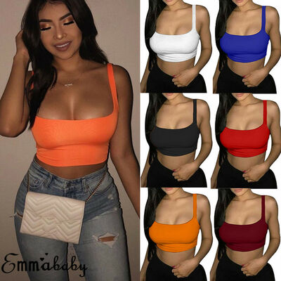 

Womens Sleeveless Summer Bustier Crop Top Vest Casual Tank Tops Blouse T-Shirt