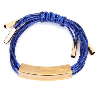 

New Coming Gold Color Geometric Tube Leather Bracelets Multilayer Braided Leather Rope Charm Bracelets For Women Men