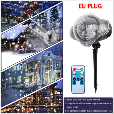 

AC 100-240V 12W 4leds Snowflake Projector Stage Light with Remote Control IP65 Water-resistant Christmas Landscape Lighting