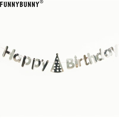 

FUNNYBUNNY Baby Birthday Siamese Happy Birthday Letter Hot Stamping Lahua Flag Banner First Birthday Party Decoration