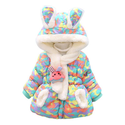 

2pcsSet Korean Winter Baby Kids Girls Fleece Down Cotton-padded Coat Scarf