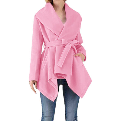 

Toponeto Womens Winter Waist Lapel Coat Trench Jacket Long Sleeve Overcoat Outwear