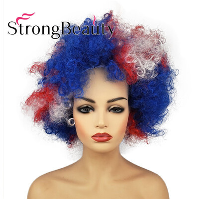 

StrongBeauty Short Curly Afro Jumbo American Synthetic Cosplay Party Wig Color Choose