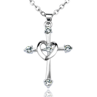 

2019 Fashion Jewelry Gifts Shining Cross Heart Pendant Necklace