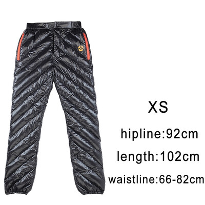 

AEGISMAX Black Standard Adult Unisex Outdoor Sport Down Pants Ultralight White Goose Down Keep Warm Camping Winter Trousers