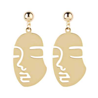 

2019 New Rock Style Gold-Color Face Geometric Fashion Jewelry Women Geometric Exaggerated Skull Lips Cute Stud Earrings