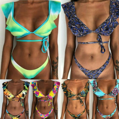 

2019 Women Swimwear Bandage Bikini Set Push-up Padded Bra Bathing Suit Swimsuit