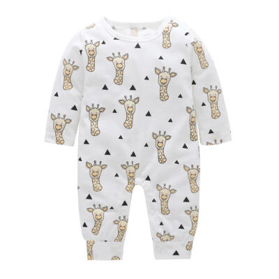 

Autumn Cute Animal Print Long Sleeve Newborn Baby Rompers Basic Jumpsuit