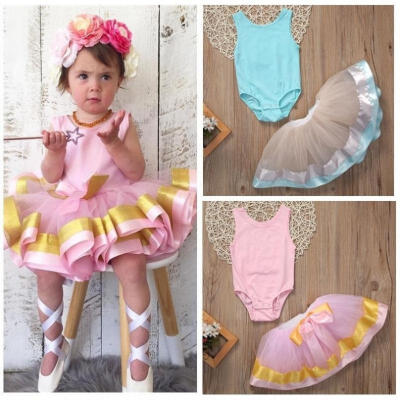 

Toddler Baby Kid Girls Tops RomperTutu Dress Pettiskirt Clothes Outfits 0-3T