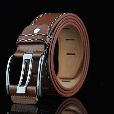 

Hot selling Men belt fashion Sewing thread decoration high quality Imitation leather Alloy pin buckle belt Retro casual belt Men