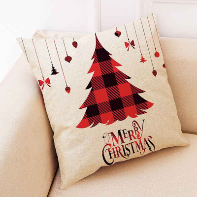 

New Merry Christmas Elk Linen Plaid Pillow Covers Sofa Throw Cushion Case Xmas Decor 2020