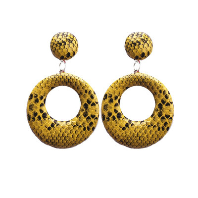 

EK630 Oversize Vintage Drop Earrings for Women Large Geometric Statement Earrings PU Snake Skin Pendant Earrings Fashion Jewelry