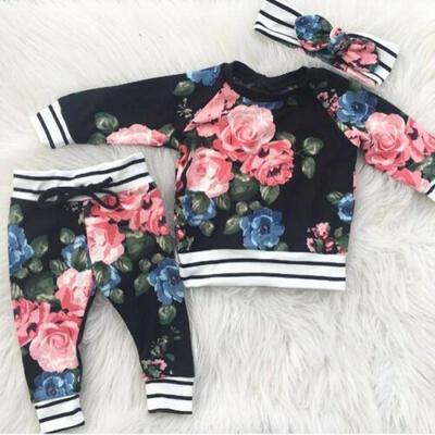 

AU Newborn Infant Kid Baby Girl Floral Clothes Tops T Shirt Tee Pants Outfit Set