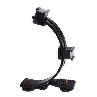 

C-shaped Metal Flash Bracket with Two Shoes for Camera Flash Speedlite LED