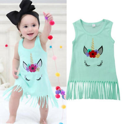 

Toddler Kids Baby Girls Unicorn Sleeveless Clothes Party Pageant T-Shirt Dress