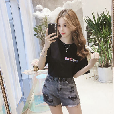 

Women Summer T Shirt O Neck Loose t shirt Letter Print Short Sleeve Tee Office Simple T-Shirt Daily Clothing