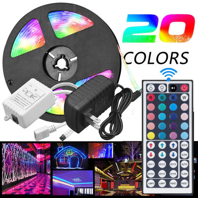 

Siaonvr 5M RGB 5050 Waterproof LED Strip light SMD 44 Key Remote 12V